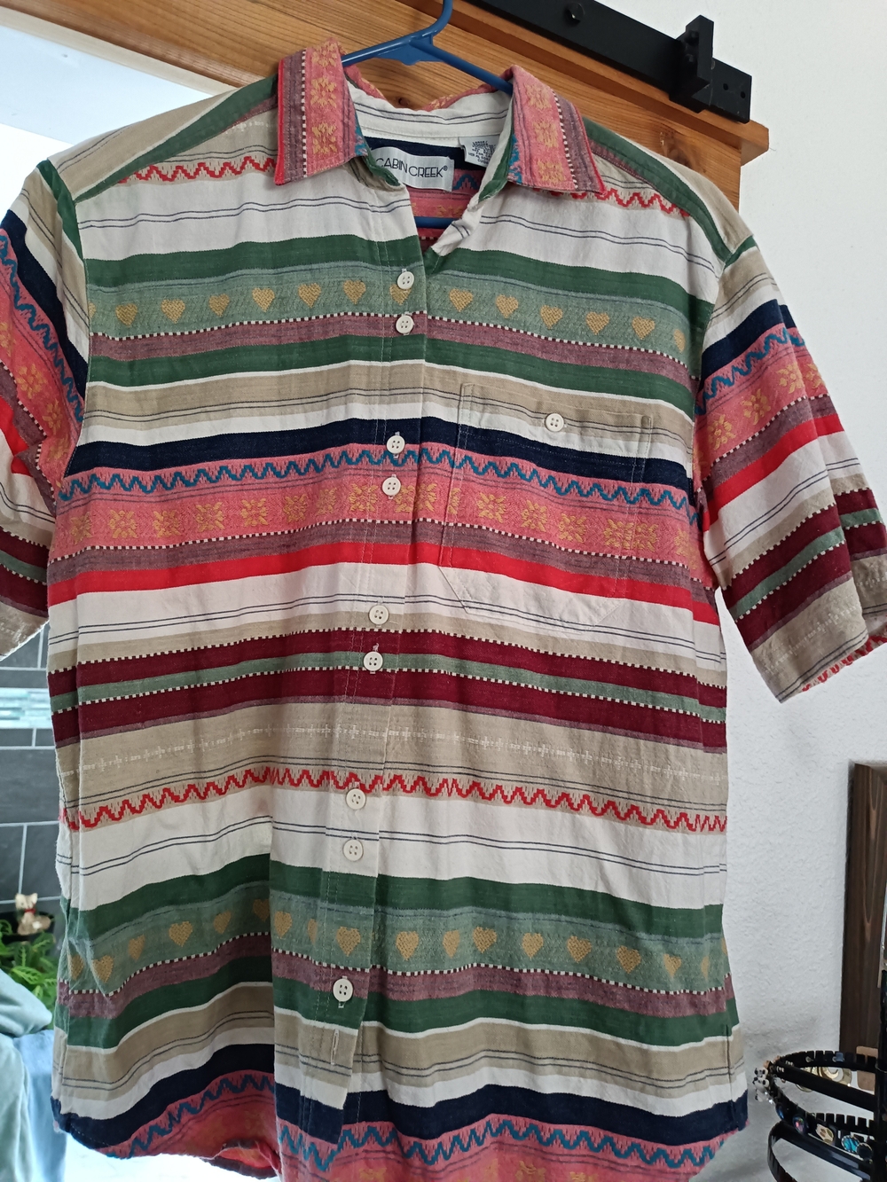 Colorful Striped Short-Sleeve Button-Up Shirt - Multi